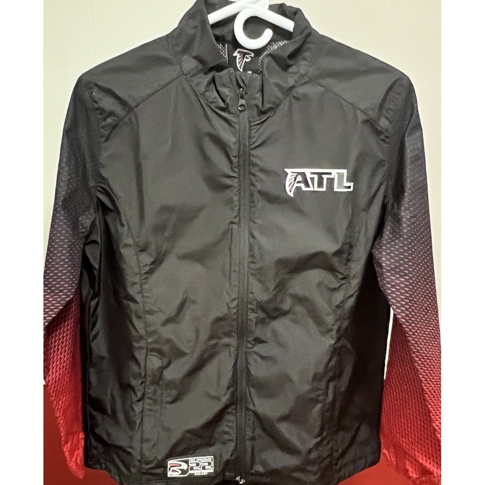 Atlanta Falcons Jacket Women's Windbreaker‎ Members Exclusive Full Zip Black XL